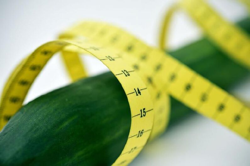 penis measure in the example of a cucumber